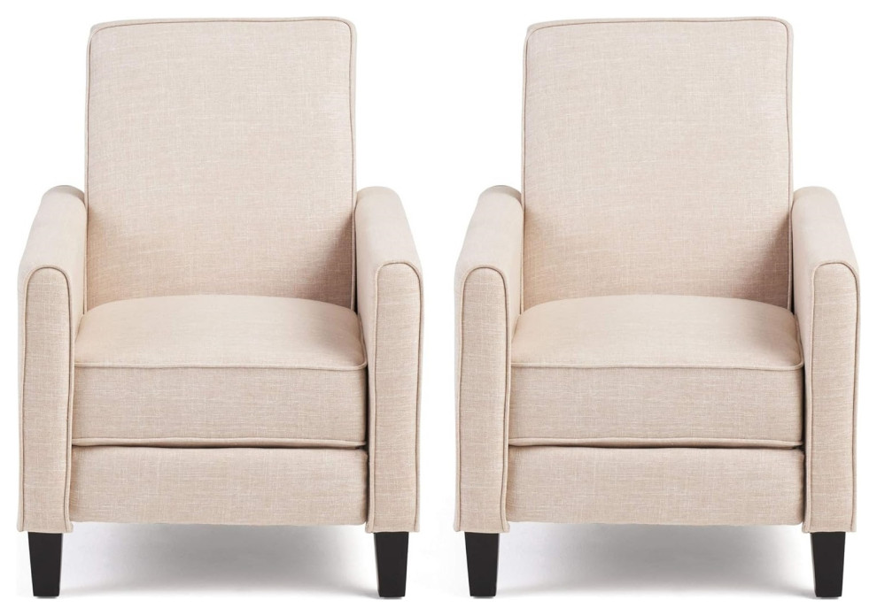 Pair of Recliner Chairs with Tapered Legs, Padded Seats, Elegant Pipes