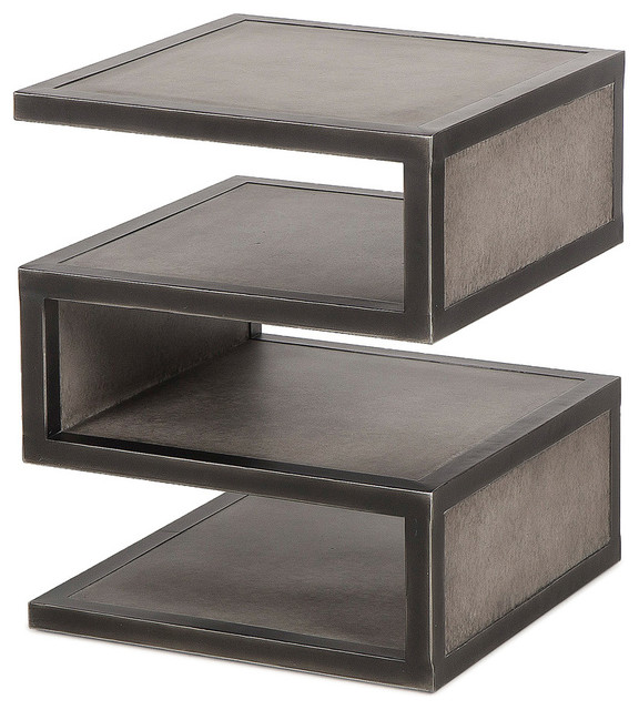 Lipsky Industrial Loft Geometric Antique Mirror Side Table Lipsky Industrial Loft Geometric Antique Mirror Side Table