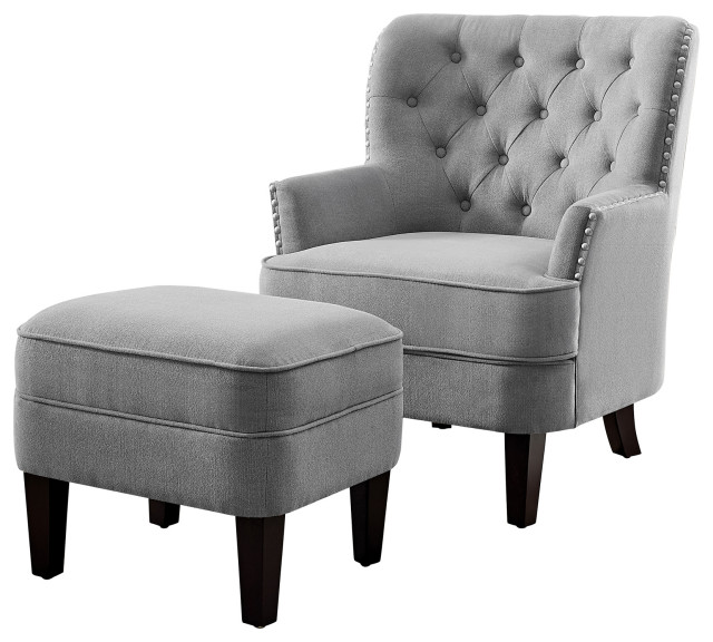 Ally Tufted Armchair And Ottoman, Multi Color Accent Chair With Ottoman