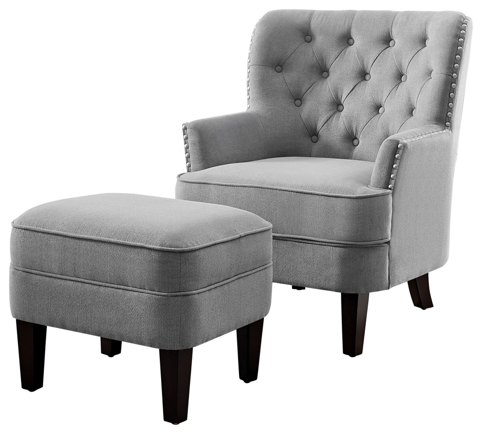 white tufted armchair