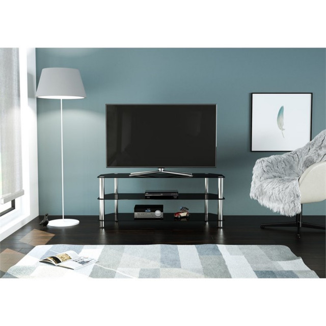AVF Transitional Steel and Glass TV Stand for up to 60" TVs in Black ...