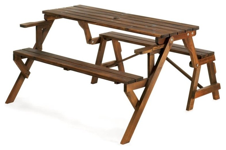 Rustic Convertible Garden Table Transitional Outdoor Dining