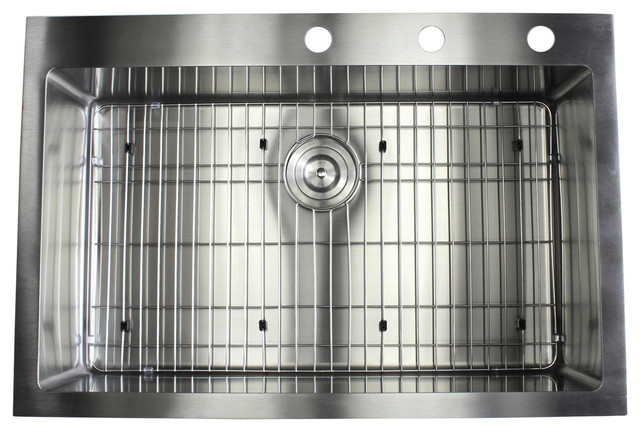 33 Topmount Drop In Stainless Steel Single Bowl Kitchen Sink And