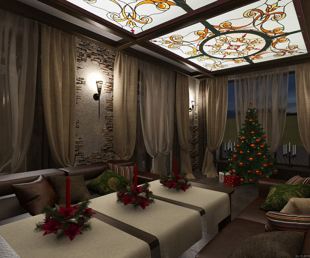 Каминная с витражным потолком