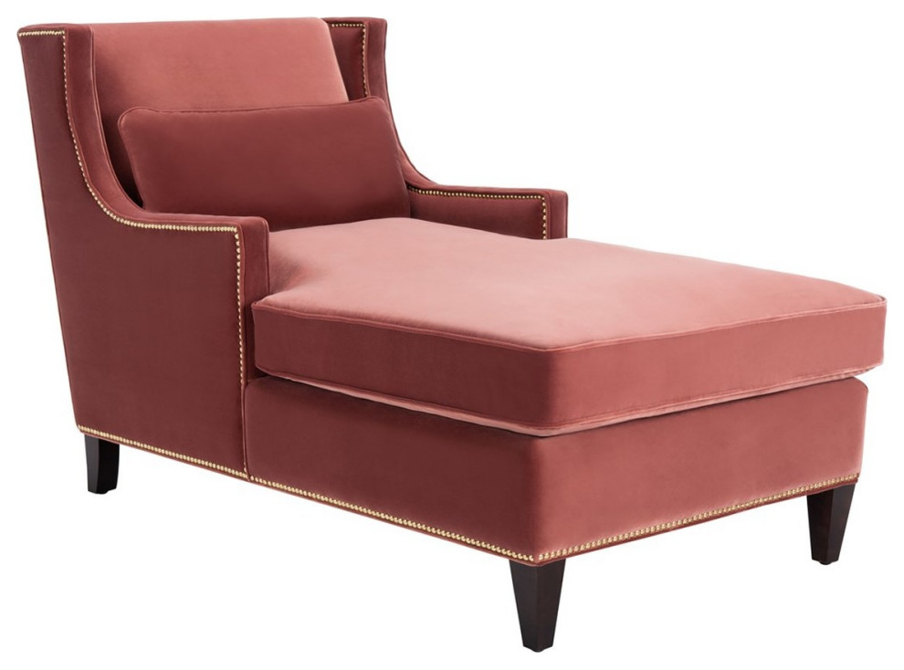Carolann Studded Chaise Dark Rose Pink - Contemporary - Indoor Chaise Lounge Chairs - by 