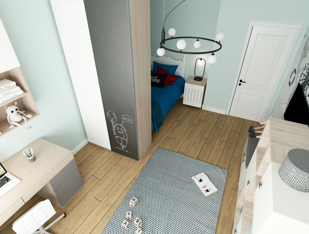 Сложное зонирование: спальня+кабинет+коридор. Обновление лоджии и детской.