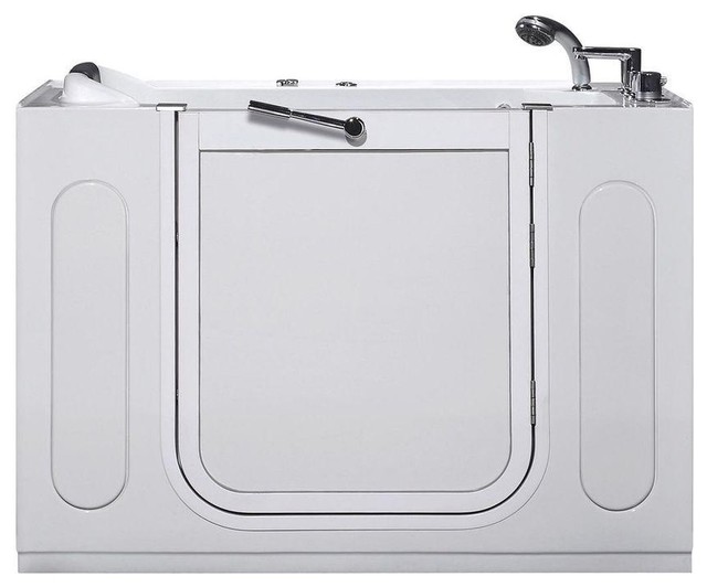 Aston 55" WalkIn Whirlpool Bath Tub, White Contemporary Bathtubs