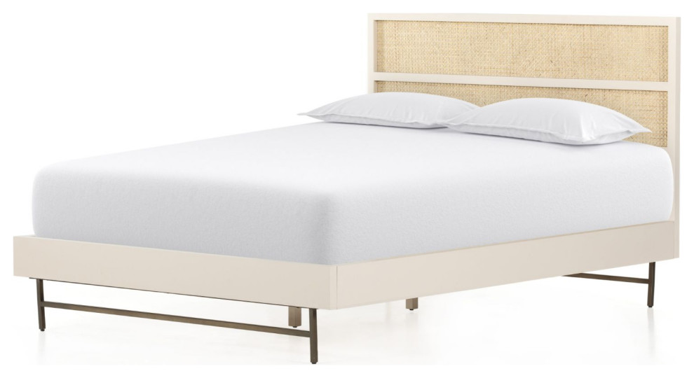 Luella Matte Alabaster King Bed, KING Tropical Platform Beds by