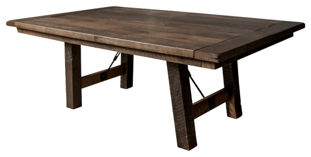 Montana Dining Table, Reclaimed Barnwood, Natural, 48x108, 2 Breadboard Exts