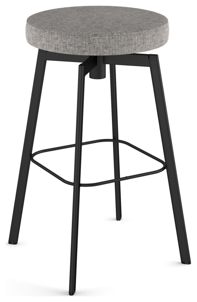 Tanner Swivel Counter, Bar Stool, Grey Polyester With Black Pepper Spots / Black Metal, Counter Height
