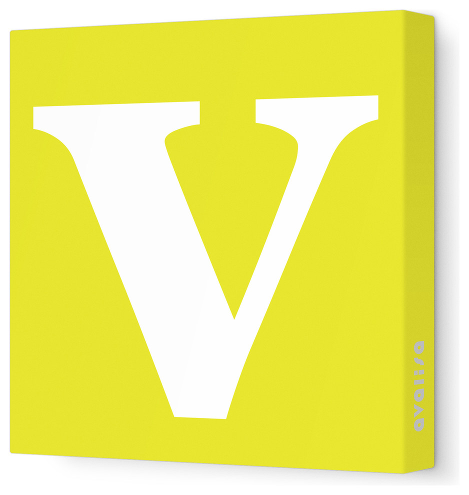 Letter - Lower Case 'v' Stretched Wall Art, 28" x 28", Yellow