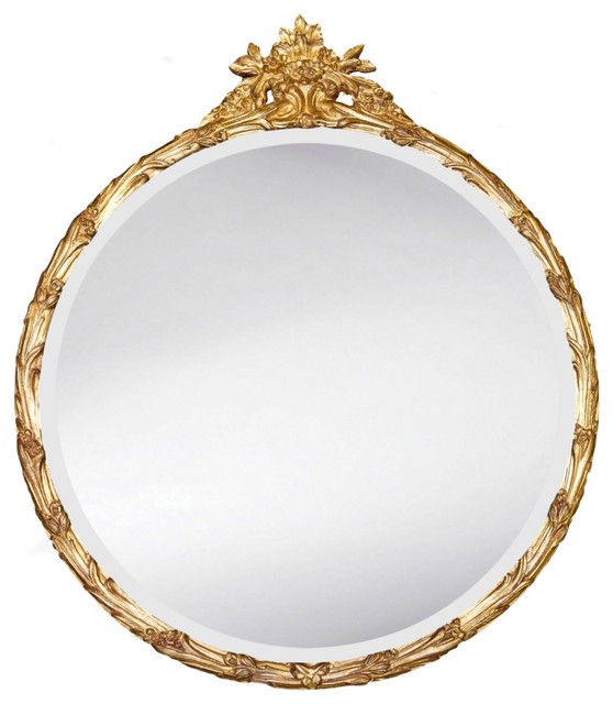 Round Flower Basket Mirror Gold Leaf