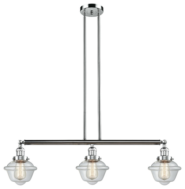 Oxford 3 Light Led Island Polished Chrome Glass Clear