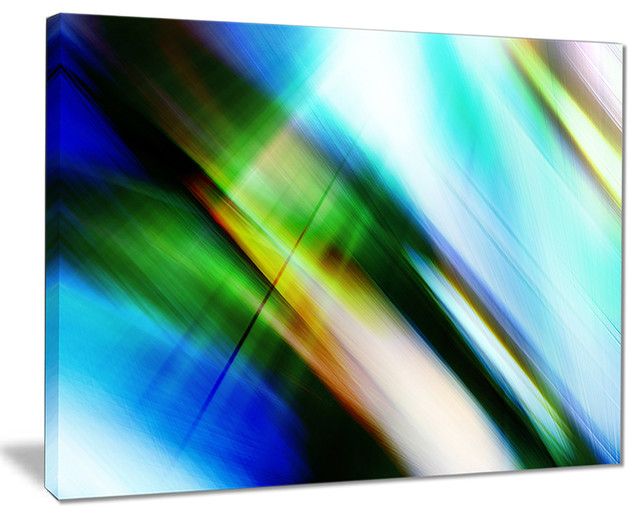 "Rays of Speed Blue Green" Abstract Digital Art Canvas Print, 20"x12