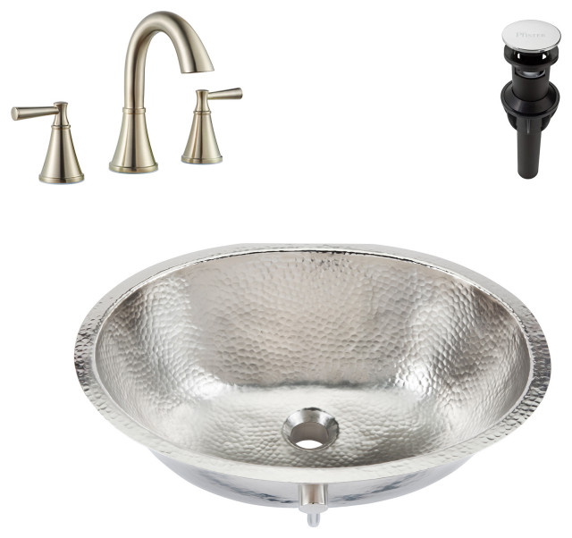 Freud Nickel 19" Oval Undermount Bath Sink with Cantara Faucet Kit ...