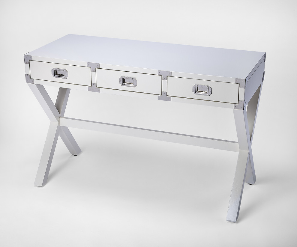 Butler Anew White Campaign Desk Contemporary Desks And Hutches