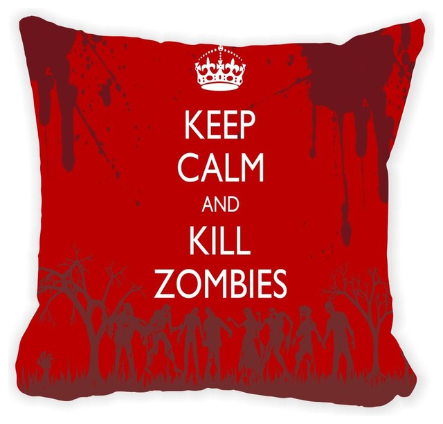 Keep Calm And Kill Zombies On Grunge Red Microfiber Throw Pillow Keep Calm And Kill Zombies On Grunge Red Microfiber Throw Pillow No Fill