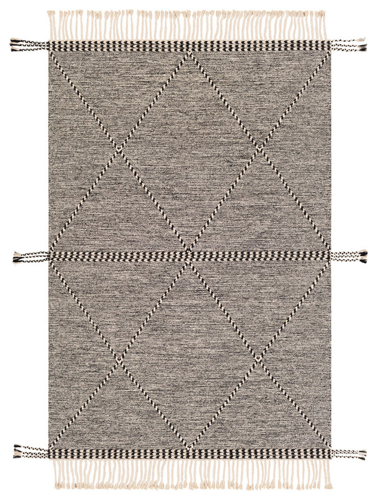 Zanafi Area Rug, Black/Cream Scandinavian Hall And Stair Runners