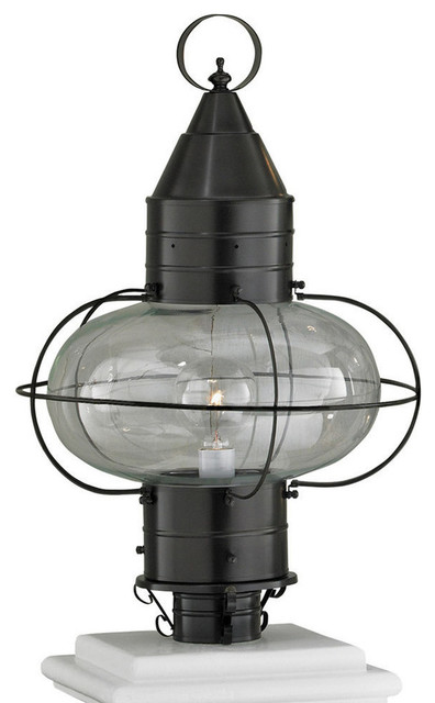 Classic Onion Large Post Light, Bronze, Clear Glass