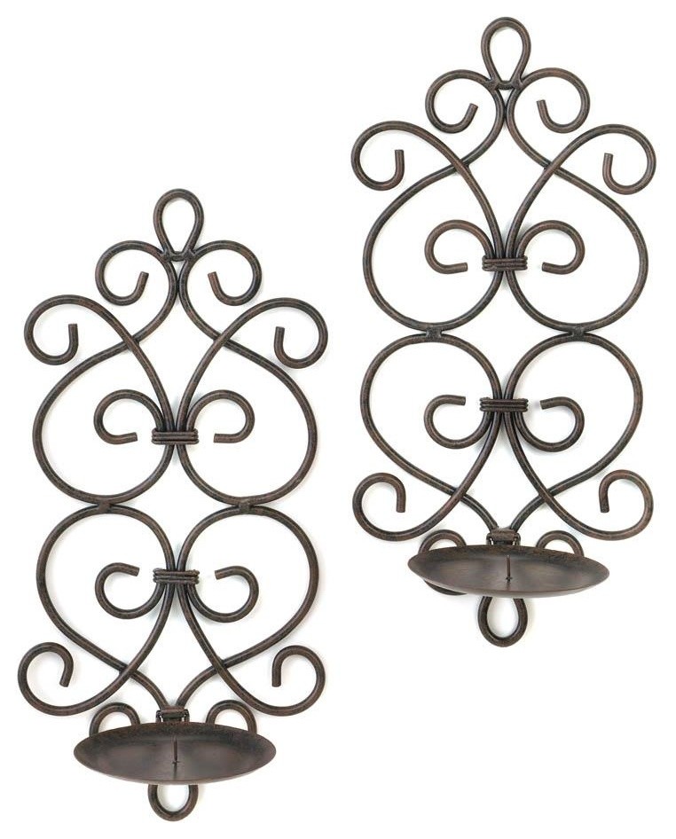 Iron Scrollwork Candle Holder Wall Sconces Set Of 2 - Candle Holder Wall Sconce Black Iron Scrollwork Candle Holder Wall Sconces Set Of 2 - Candle Holder Wall Sconce Black