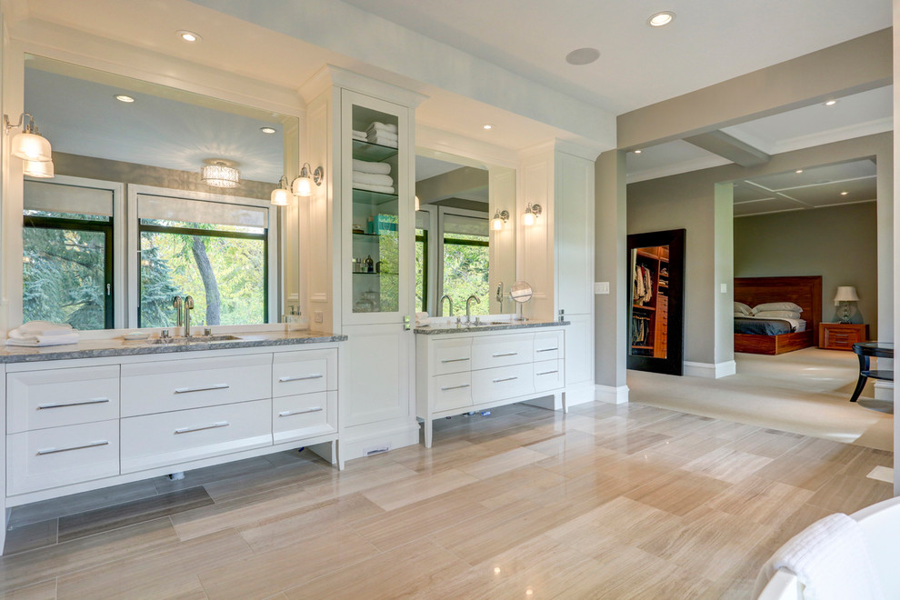 Inspiration for a transitional bathroom remodel in Calgary