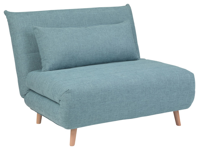 Asher Contemporary 42 Wide Sofa Bed Dark Cyan Linen Look Fabric Asher Contemporary 42 Wide Sofa Bed Dark Cyan Linen Look Fabric