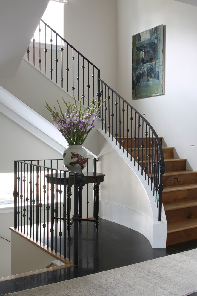 Design ideas for a transitional staircase in Oklahoma City.