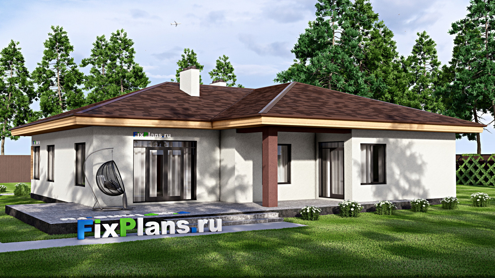 Проект одноэтажного дома 18х18м S233м2 F-15902