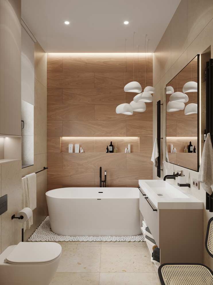 Дизайн интерьера мастер-ванной в загородном доме