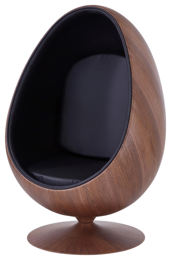 Aardappelen Nucleair Groene achtergrond Lindon Cocoon Chair Dark Walnut Frame, Monaco Black - Midcentury -  Armchairs And Accent Chairs - by Virgil Stanis Design | Houzz