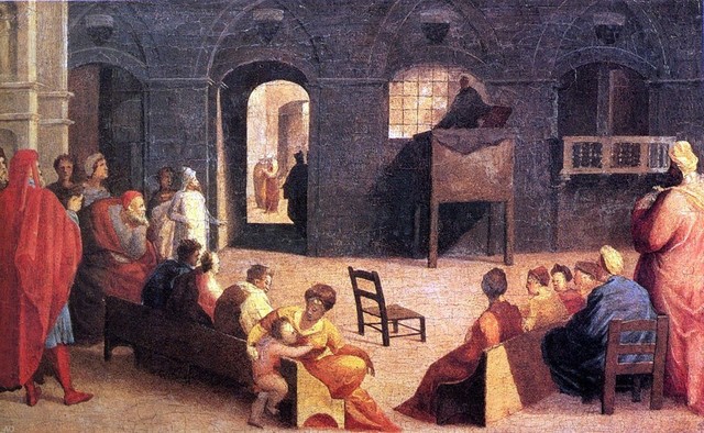 Domenico Beccafumi St Bernardino Of Siena Preaching Premium Canvas Print - 