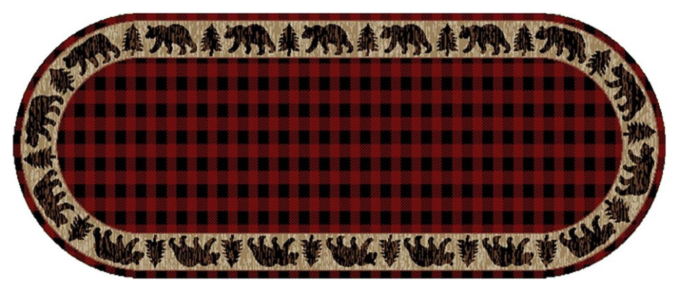 American Destination Trailing Ege Lodge Accent Rug, Red, 2'2"x5'3" Oval