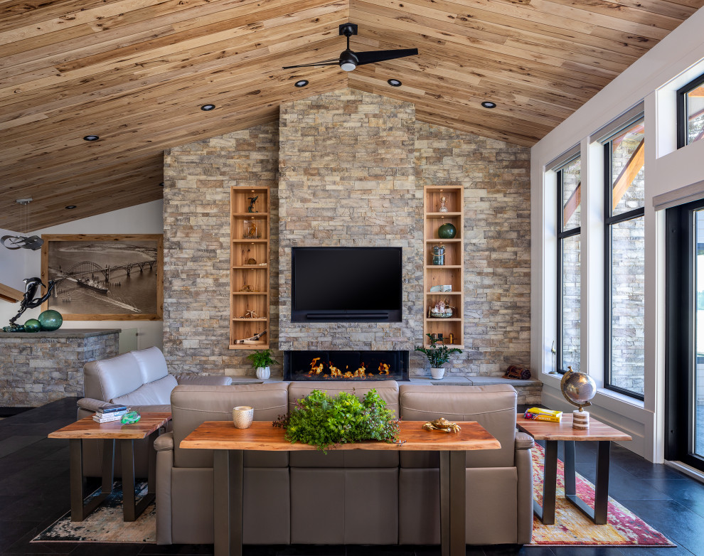 Bay View Residence - LEED Platinum - Rustic - Living Room - Portland ...