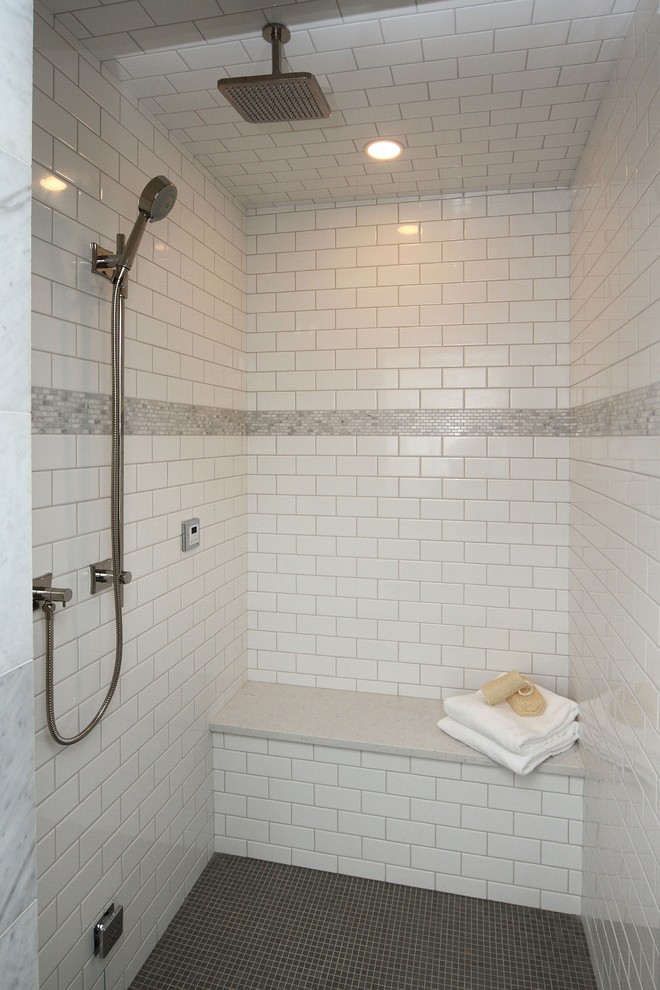 Example of a transitional bathroom design in Calgary