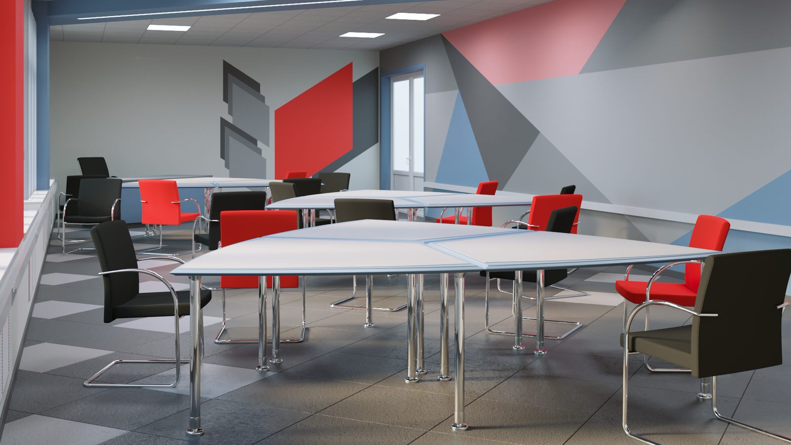 Визуализация 2 кабинетов и коридора для школы