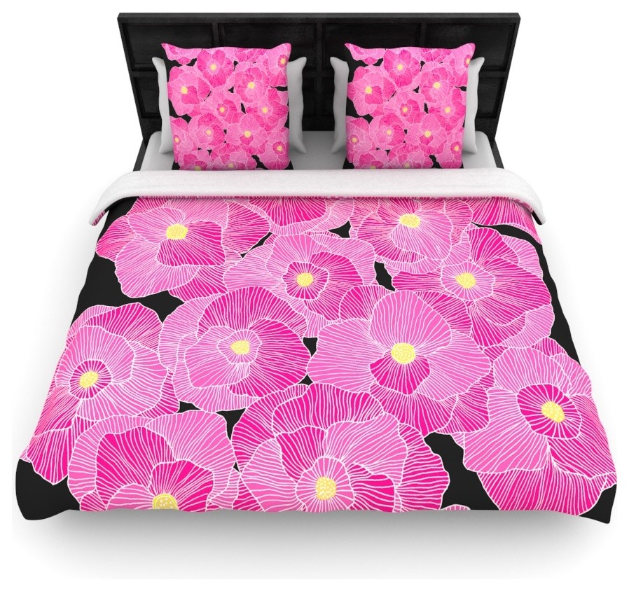 Skye Zambrana "In Bloom Pink" Floral Duvet Cover Contemporary Duvet