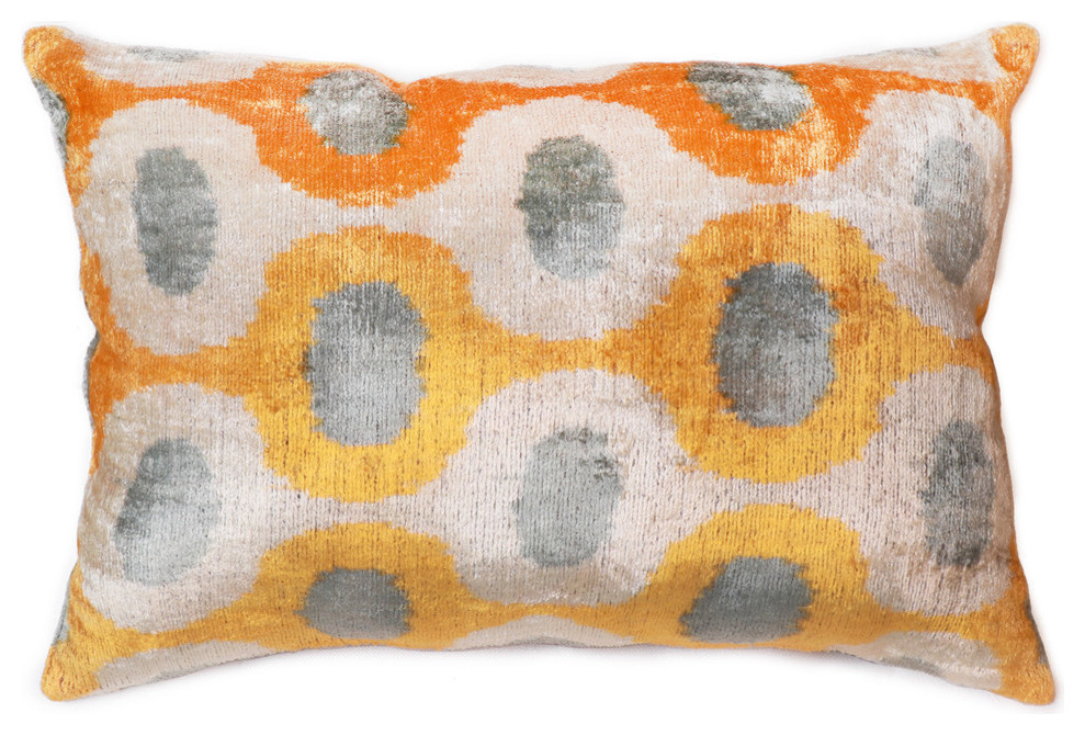 Pasargad Silk Velvet Ikat Pillow 15 X24 Mediterranean