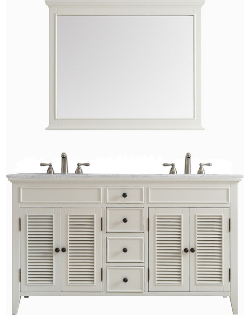 Piedmont 60 Double Vanity Carrara White Marble Top Transitional Piedmont 60 Double Vanity Carrara White Marble Top Antique With Mirror