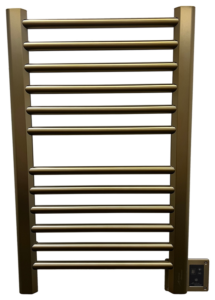 Brushed Bronze Towel Warmer, Amba Sirio Model S2133, 12 Bars, On/off