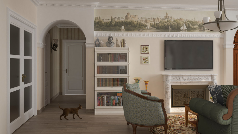 Вид от прихожей , арка ведет в спальную зону