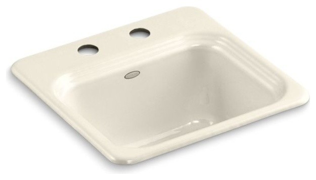 Kohler Northland Top-Mount Bar Sink With 2 Faucet Holes, Almond