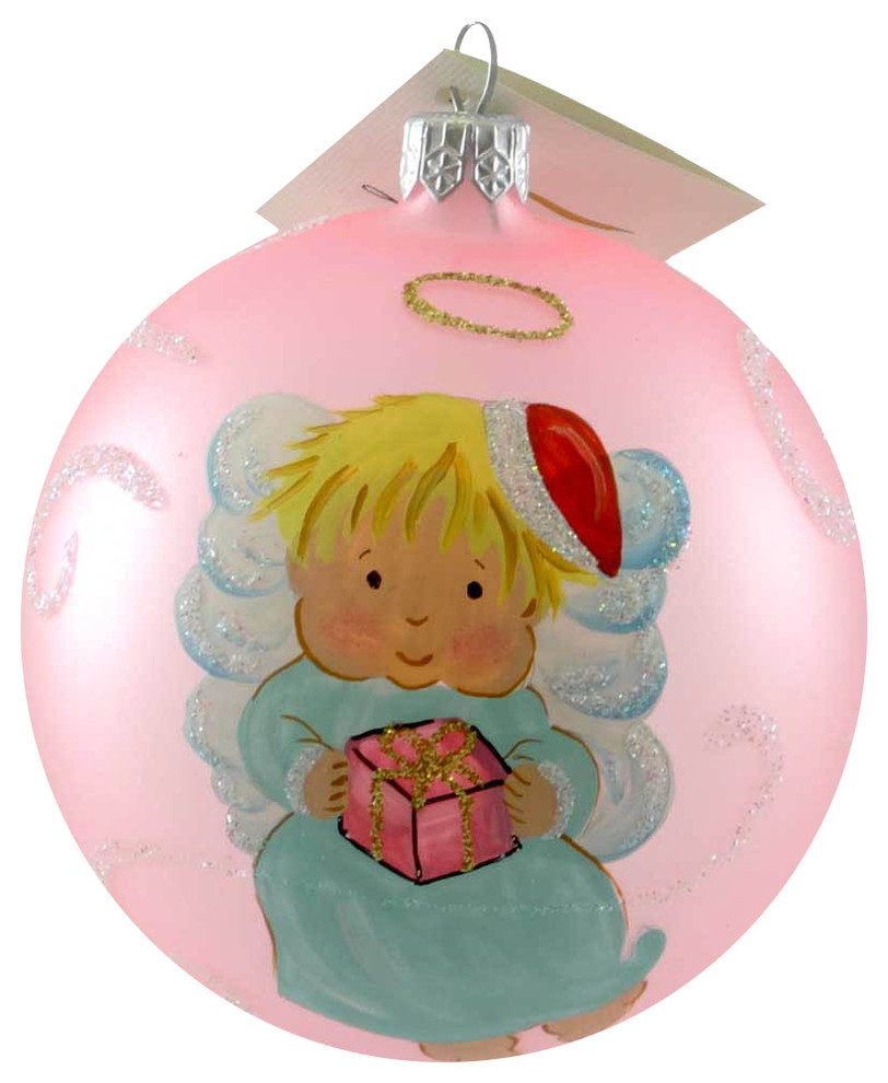Laved Italian Ornaments BABY GIRL ANGEL PINK BALL Glass Santa Present 936351