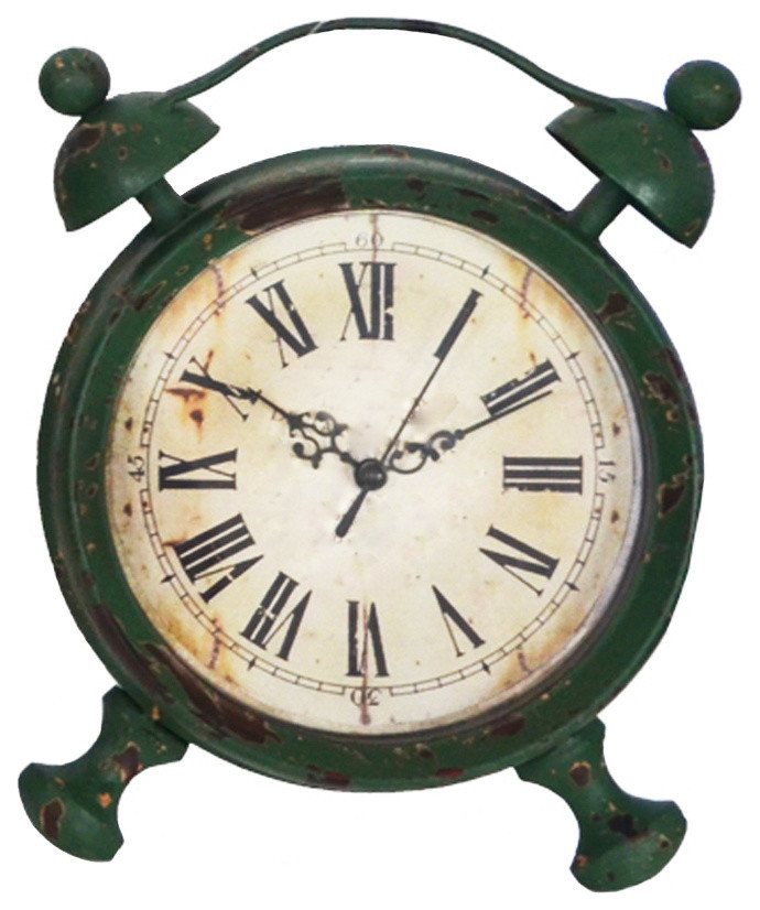 Roman Numeral Table Clock, Forest Green