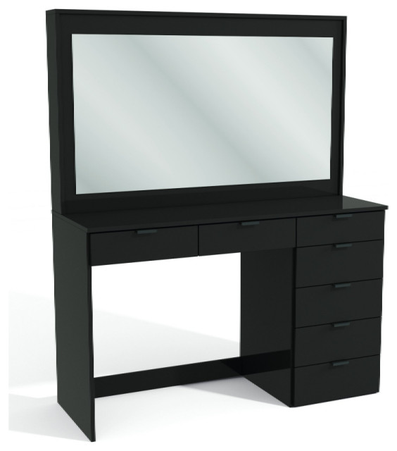 Modern Vanity Table, Spacious Tabletop With 7 Drawers & Rectangle