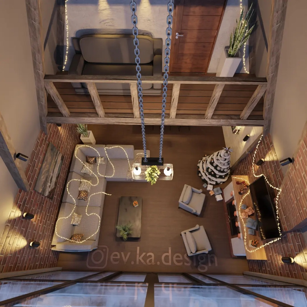 Кухня-гостинная в A-Frame доме