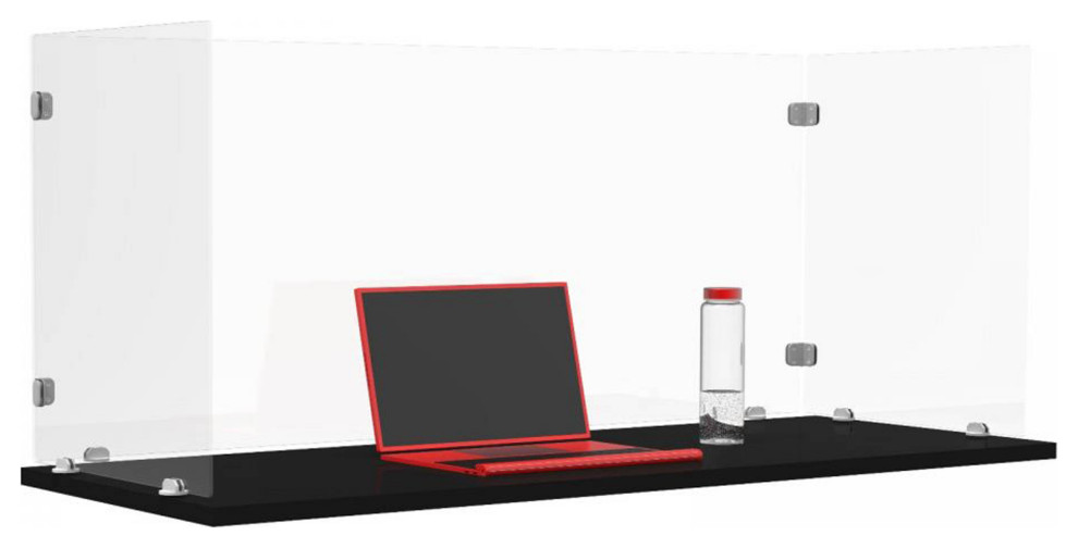 Reclaim Freestanding Trifold Acrylic Desk Shield Sneeze Guard, Clear 58" x 24" Contemporary