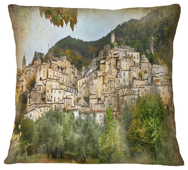 Old Italian Villages Landscape Photography Throw Pillow, 16"x16