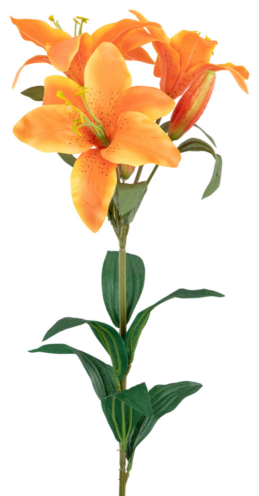 30" Orange Day Lily Artificial Silk Floral Spray Artificial Flower