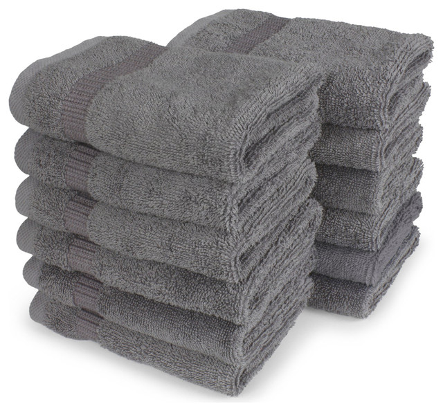 Cambridge Wash Cloth, 13x13, Set of 12 Contemporary Bath Towels