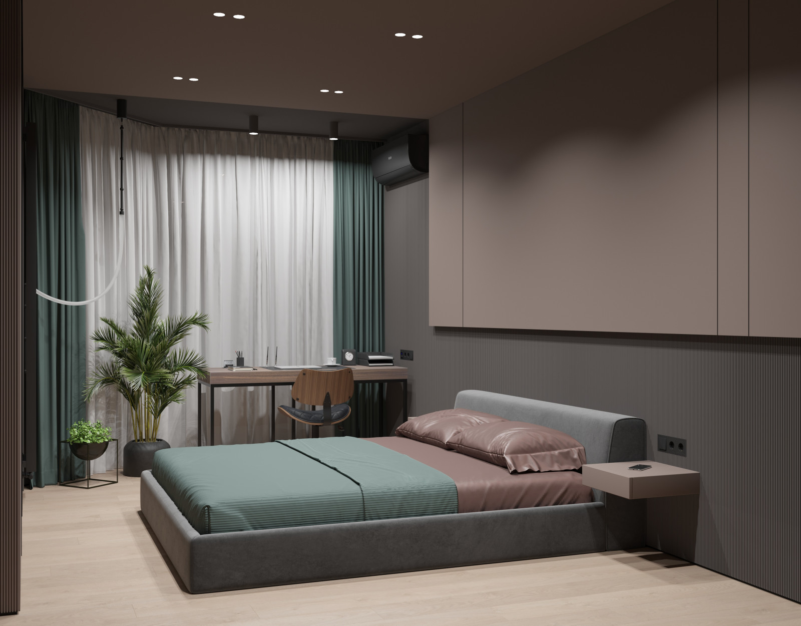 Стильная спальня с кабинетом